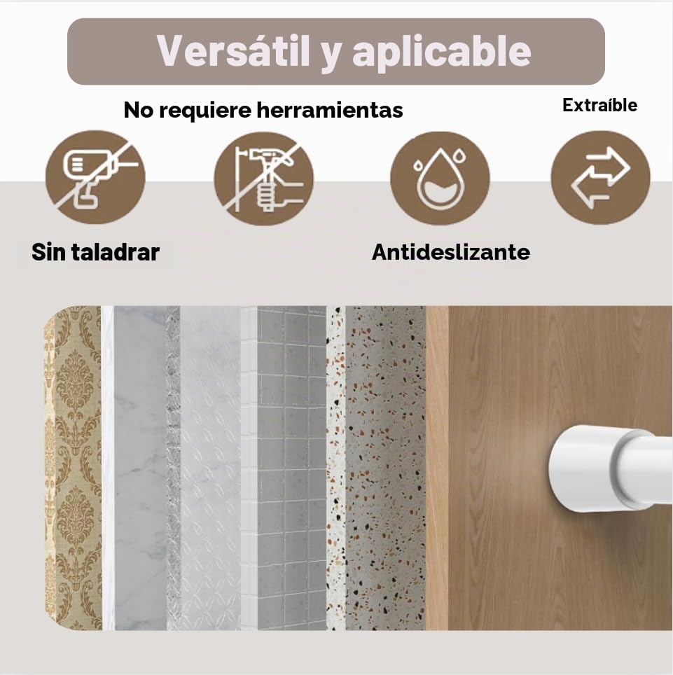 2 Pieces Telescopic Rod for Fixing, Curtain Lock Rod, Tension Rod, No Drilling, Extendable Curtain Rod for Cupboard Kitchen Wardrobe – White, 92-125 cm