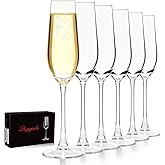Champagne Flutes 7.5oz, Champagne Glasses Set of 6,Unique Gift for Birthday, Wedding, Anniversary, Wedding Toasting Glasses for Home Bar, Special Occasions