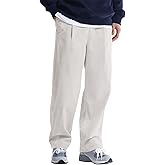 Runcati Mens Casual Corduroy Pants Elastic Waist Straight Leg Slacks Drawstring Loose Fit Trousers