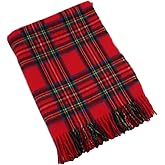 Biddy Murphy 100% Irish Wool Plaid Throw Blanket — Soft Warm Heirloom Quality, Made in Ireland, 54" x 71", Royal Stewart