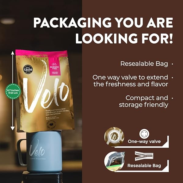 VELO COFFEE ROASTERS – FRESH SMALL BATCH MEDIUM ROASTED PREMIUM COFFEE GROUNDS [200 GRAMS] | ARABICA ROAST GROUND COFFEE – 7.05OZ | MORNING FIXIE – A NUTTY DARK CHOCOLATE BLEND