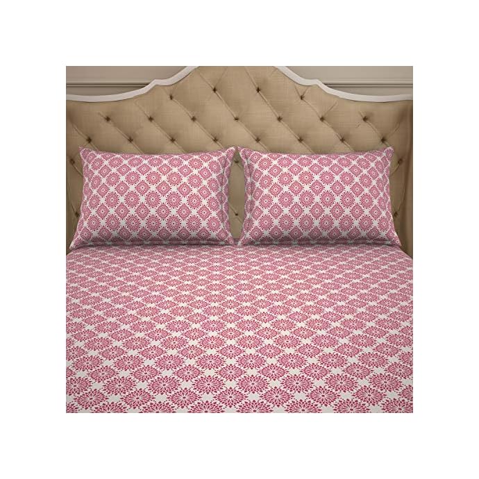 Welspun 2in1 Reversible Sustainable Cotton Double Bed Sheet with 2 Pillow Covers Soft Feel