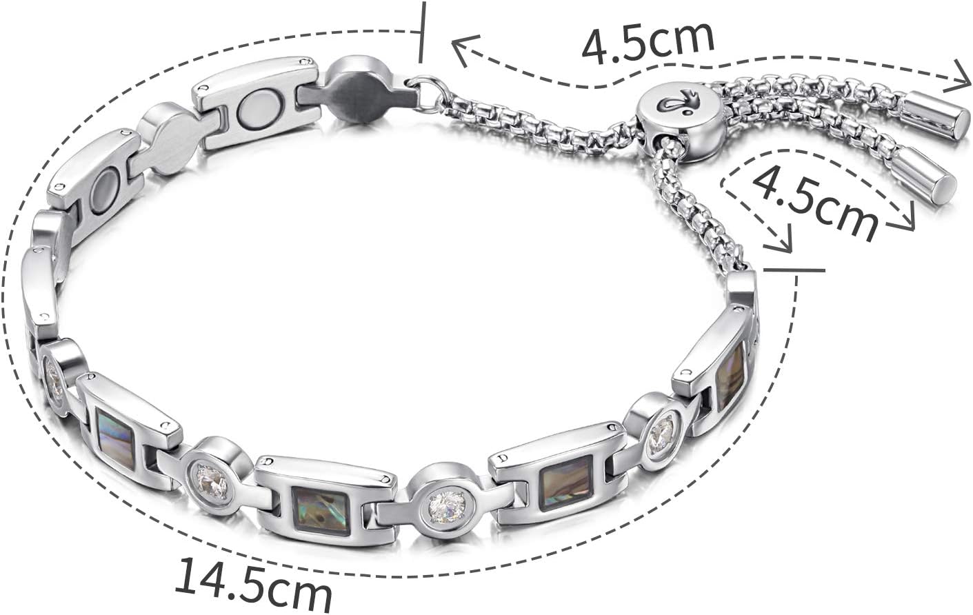 RainSo Women's Magnetic Bracelet - Elegant Stainless Steel Adjustable Jewellery with 3500 Gauss Strength, Silver - Image 4