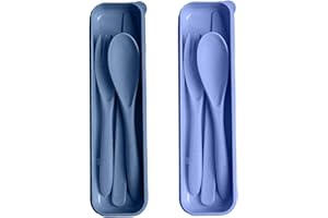 HMDZMR Travel Utensils with Case, Reusable Wheat Straw Utensils Set (2 Pack) - Knife, Fork, Spoon for Lunch Box