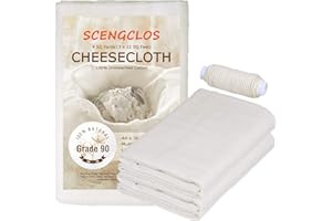 Cheesecloth, Grade 90, 36 Sq Feet, 100% Unbleached Cheesecloth Fabric for Cooking, Washable & Reusable Cotton Strainer, Filte