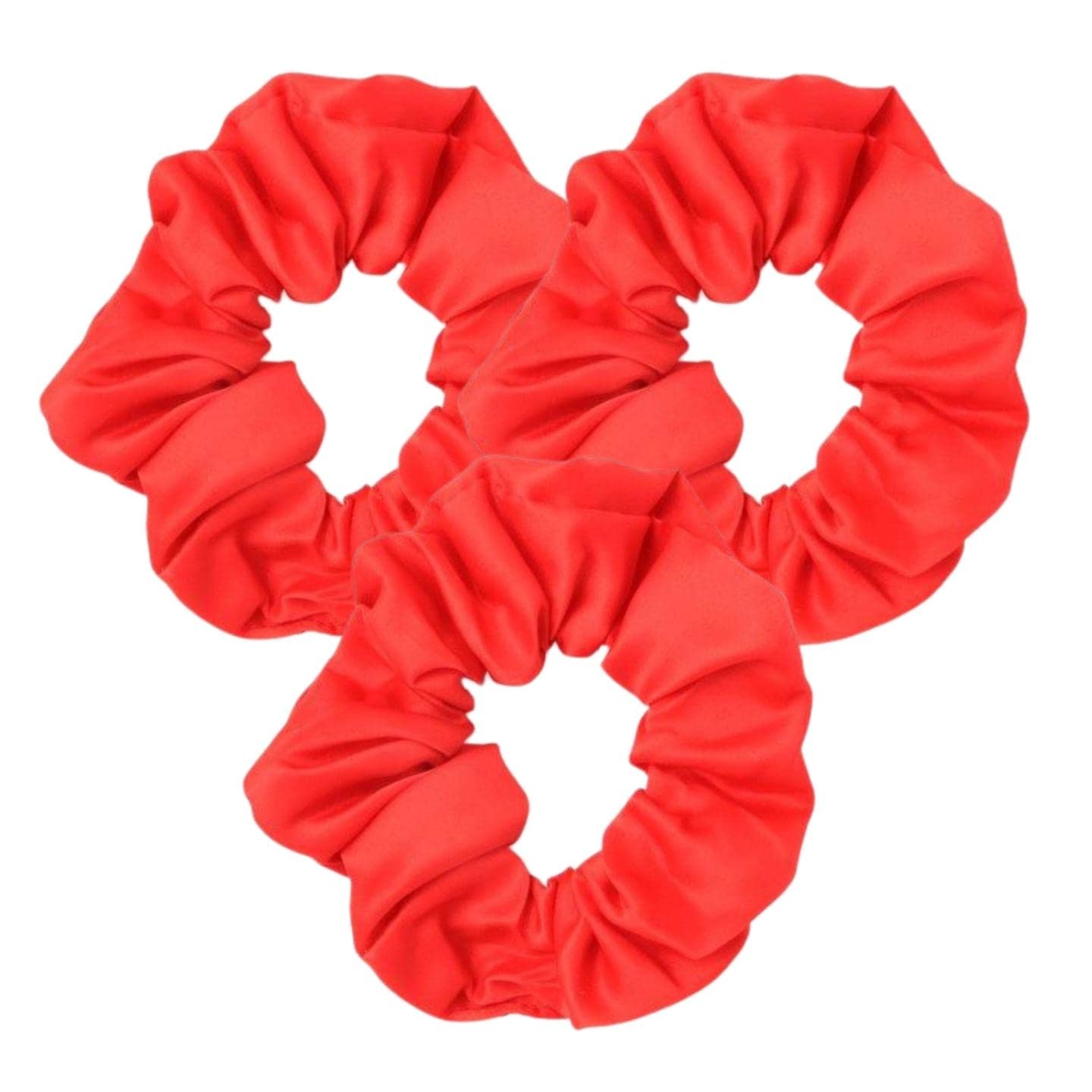 Topkids Accessories Satin Scrunchies Scrunchie Satin Hair Scrunchies Non-slip Ponytail Holders Satin Hair Scrunchies For Women, Ladies, Girls - Pack of 3 (Red)