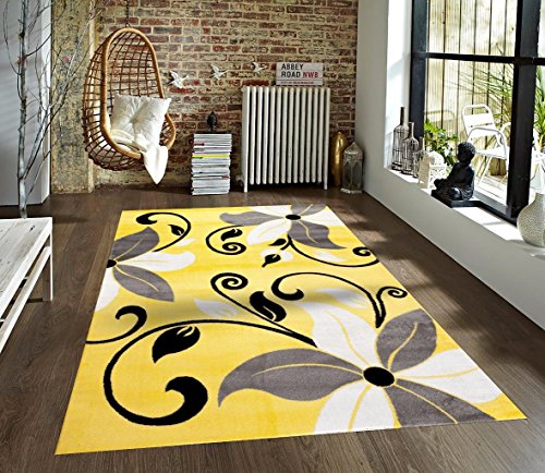 T1014 Yellow Gray White 5 2 X 7 2 Floral Oriental Area Rug Carpet Area Rugs Market