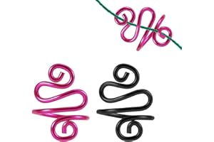 PEUTIER 2pcs Crochet Rings for Finger, Handmade Crochet Tension Ring Adjustable Knitting Thimble Ring Yarn Holder Loop Ring for Crocheting Accessories Women Mom Birthday Gift (Rose, Black)