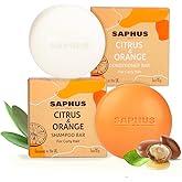 SAPHUS Argan Oil Bar Shampoo and Conditioner Set for Strengthening, Cleansing & Moisturizing Dry & Curly Hair,Travel Size, Zero Waste, 2pc Set