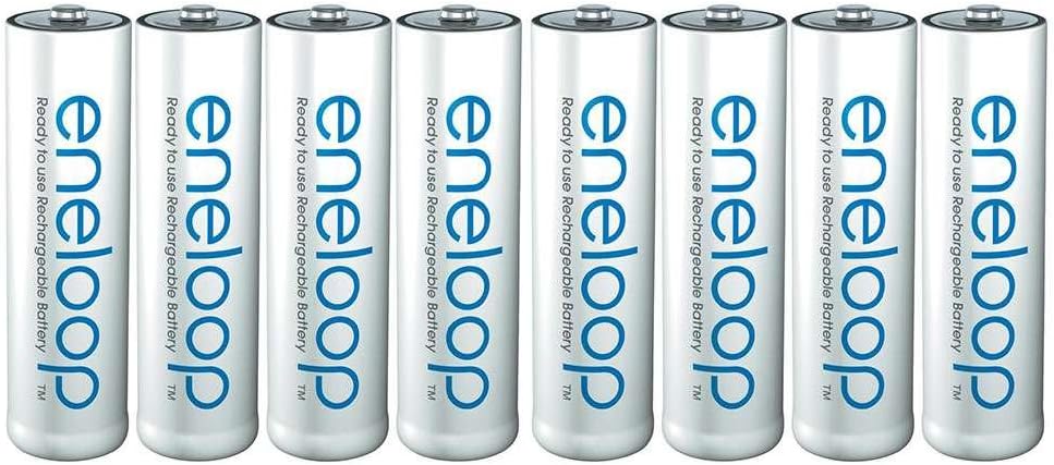 Panasonic eneloop, Ready to Use Ni-MH Battery AA Pack of 8, min.1900 mAh, 2100 Charging Cycles Low Self Discharge