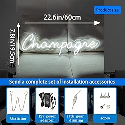 Champagne Neon Signs for Wall Decor, 23.6*7.7