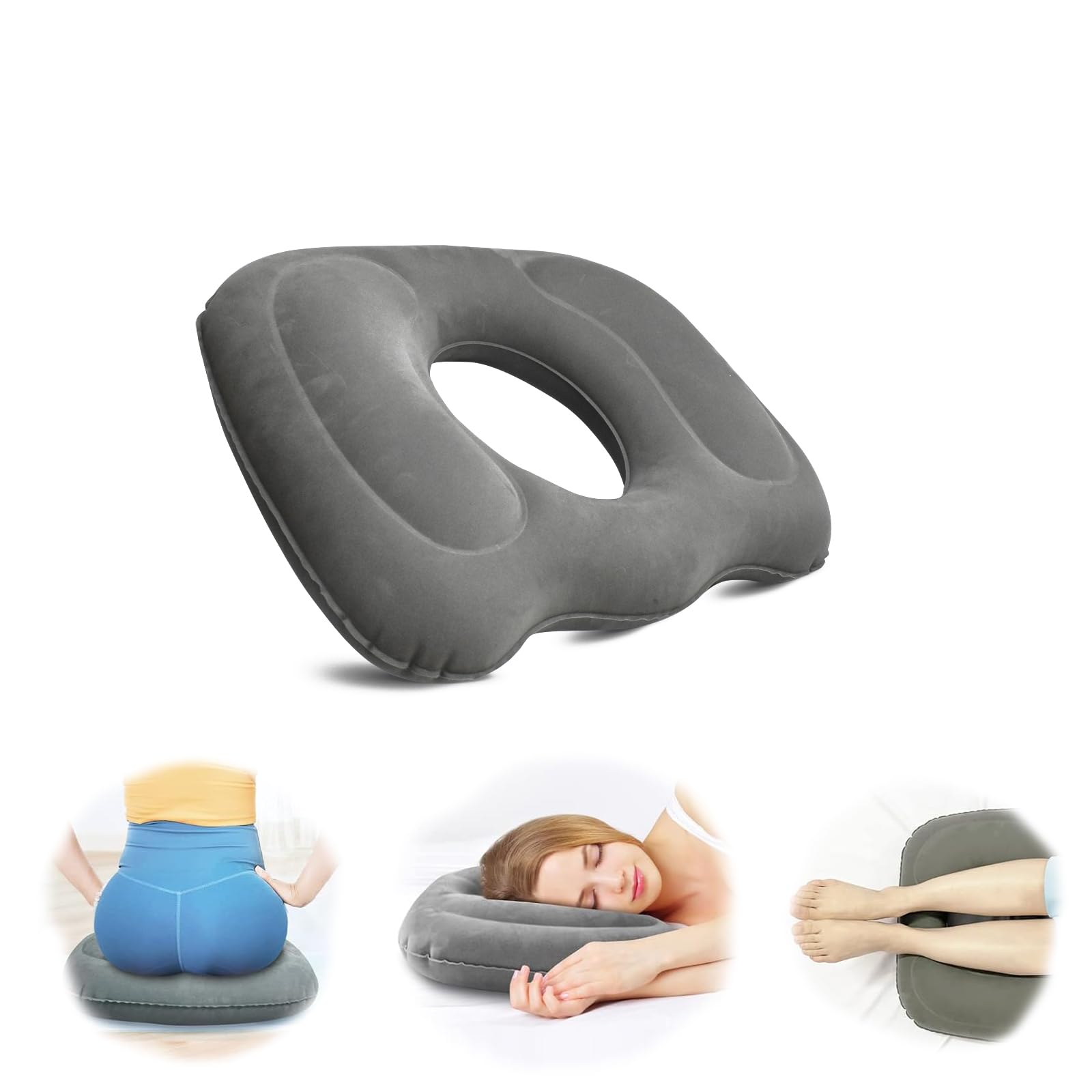Vexquivera Inflatable Donut Pillow, Orthopedic Seat Donut Cushions Doughnut Cushion Inflatable Cushions To Sit On, Hemorrhoid Cushion and Post-Surgical Pain Relief Doughnut Cushion Pressure Relief