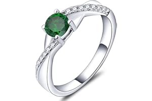 YL Engagement Promise Ring for Women, Solid Sterling Silver Birthtone Infinity Solitaire Eternity Wedding Band Jewelry