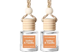HoogaLife Car Air Freshener Diffuser 2 Pack Hanging Air Freshener Diffuser - Amber Vanilla Fragrance Oil Air D iffuser for Car, 45+ days Long Lasting Fragrance Made in USA C ar Air Fresheners (A92)