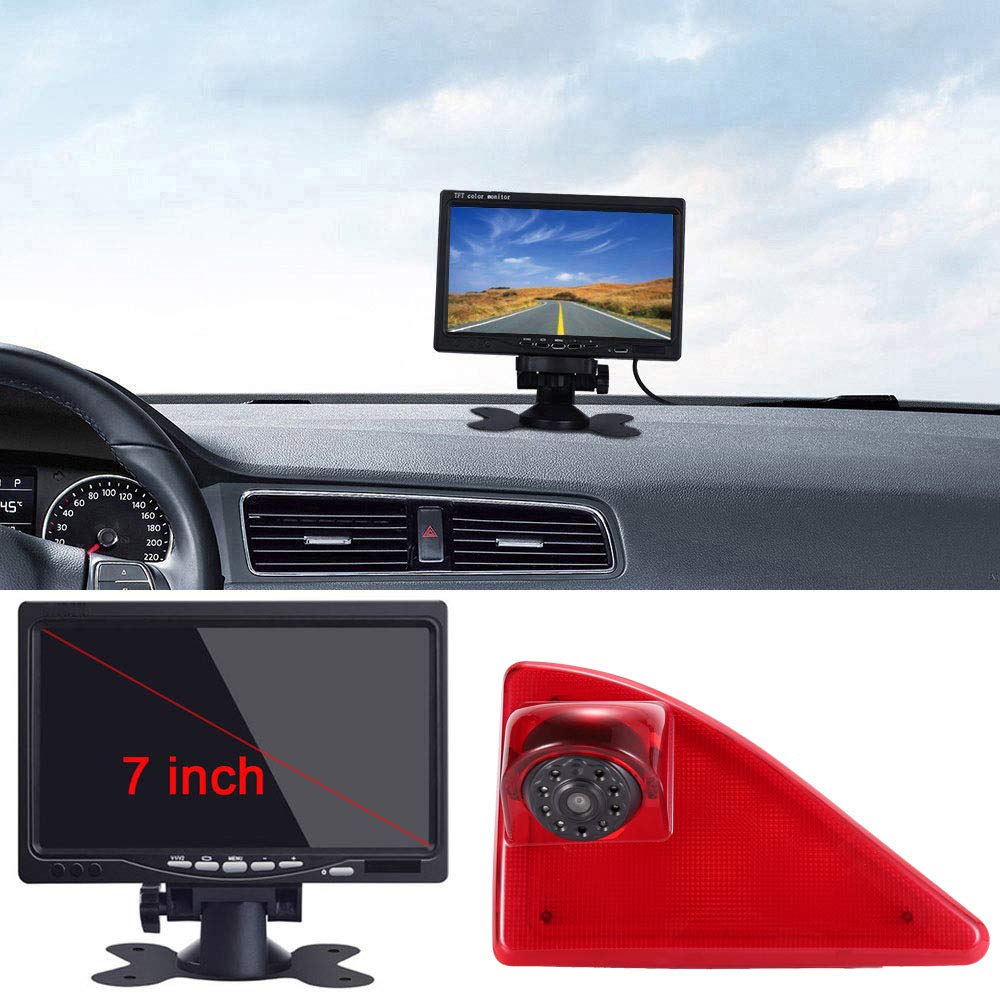 【Parking Camera Kit】7'' Inch TFT LCD Screen Auto Monitor + HD IR Night Vision Brake Light Rear View Camera Backup Camera for Opel Vauxhall Movano ab 2010/Renault Master ab 2010/Nissan NV400 ab 2010