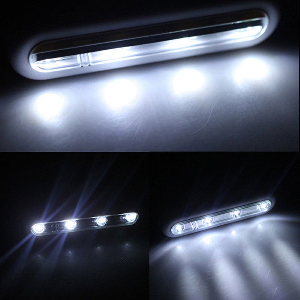 Tap Closet Lights ixaer One Touch Light, 4-led Touch Tap Light, Stick-on Anywhere Push Light, Cordless Touch Sensor LED Night Light, Battery Operated Stair Safe Lights for Closets Cabinet