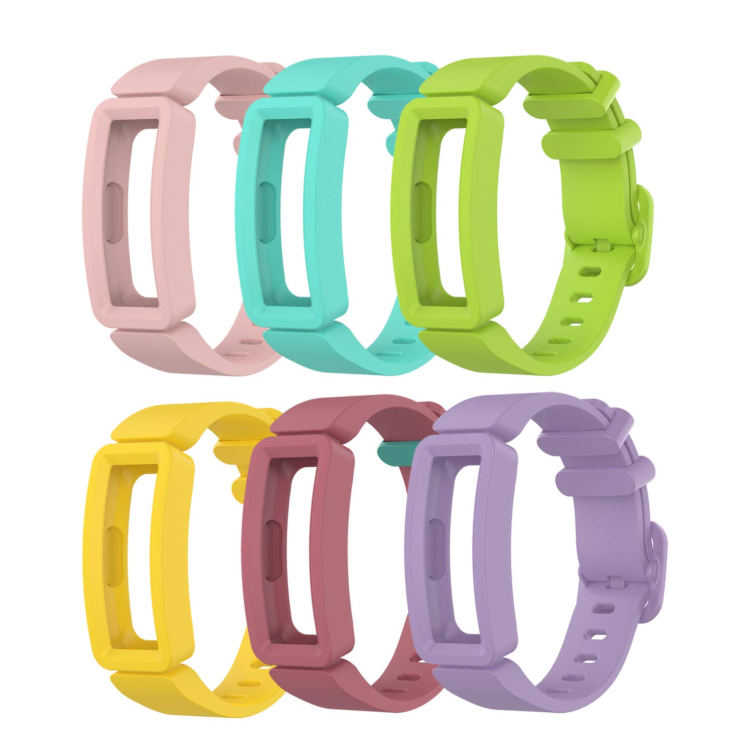 TenCloud Replacement Straps Compatible with Fitbit Ace 2 Strap, Soft Silicone Flexible Wristbands Arm Band for Inspire 2/Inspire HR/Inspire/Ace 2 Activity Tracker (6 colours-A)