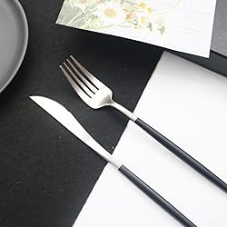 JASHII 18/10 Black Handle Flatware Silver