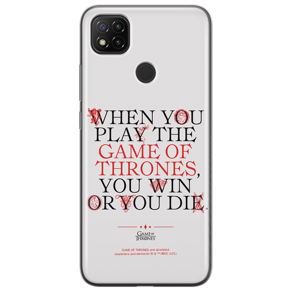 ERT GROUP mobile phone case for Xiaomi REDMI 9C original and officially Licensed Game of Thrones pattern 009 optimally adapted to the shape of the mobile phone, case made of TPU