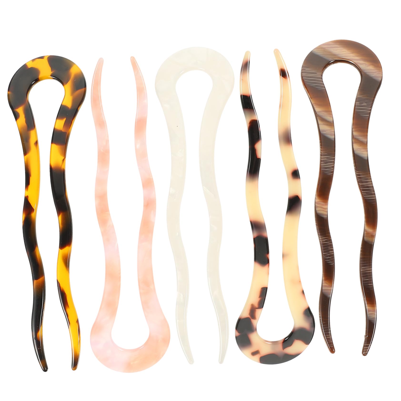 Lurrose Womens Hair Clips 5pcs U shape Hair Stick, French Style Cellulose Acetate Tortoise Shell U Shaped Hair Pin Fork Sticks for Women Ladies Bridal Hair Clip