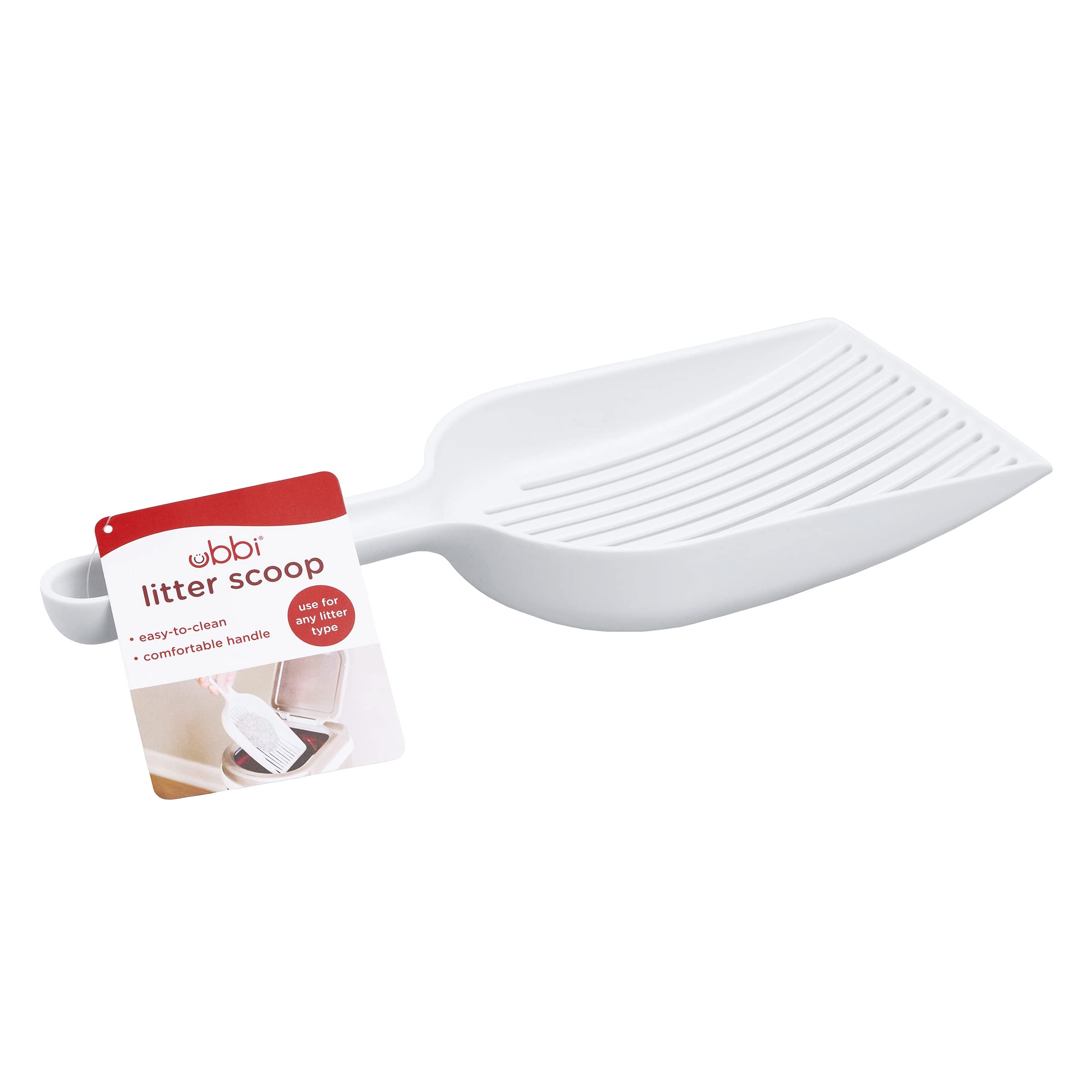 Ubbi Pet Cat Litter Scoop, Cat Poop Cleaning Tool, Durable and Easy To Clean, White