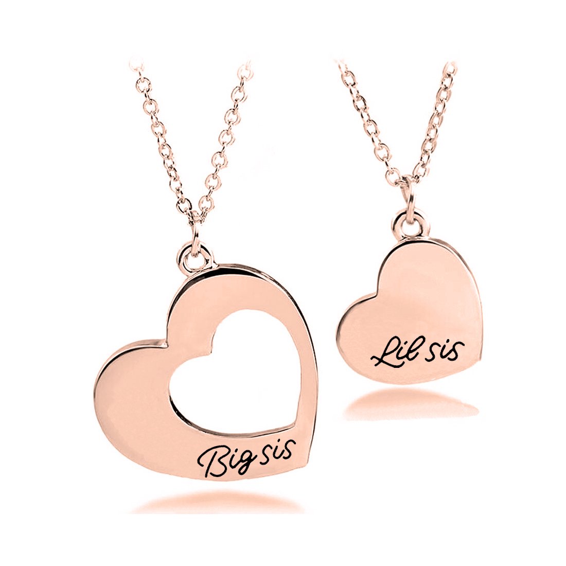 KUIYAI Sister Necklace for 2 Big Sister Little Sister Heart Pendant Necklace (2SIS necklace setRG) โ image 1
