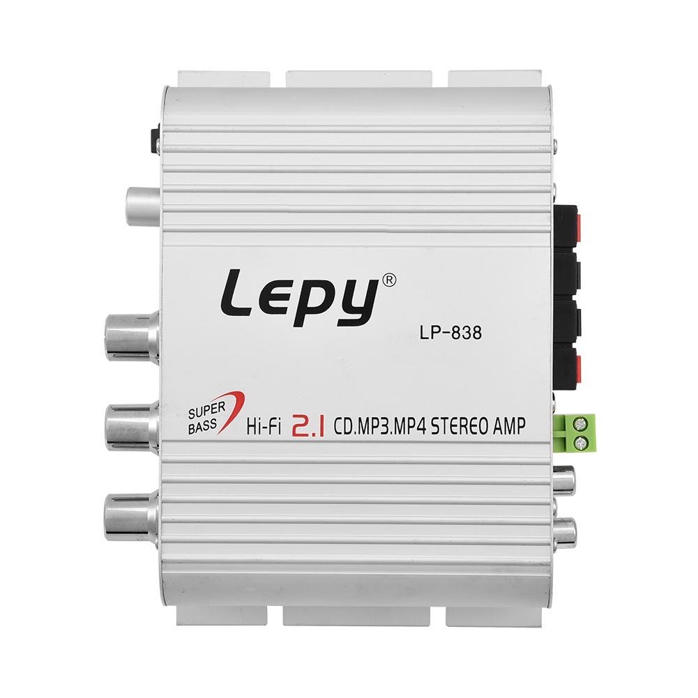 Mini 2 Channel HiFi Stereo Bass Audio Power Amplifier 15W + 15W Digital Indoor/Outdoor Amp for Car Motorcycles Boat (Silver)