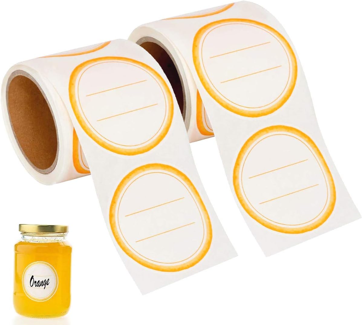 200Pcs Canning Jar Dissolvable Labels, Canning Supplies Stickers, Homemade Food Storage Jam Labels for Mason Jar/Canning Lids, Canning Labels Wash Off in Seconds, (2" Round-100pcs/roll) (Orange Peel)