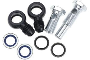 ROCKHEEL 2 PCS 6AN X 1/4NPSM 90 Degree Banjo Fittings Oil Cooler for 4L80E Transmission Oil Cooler 1997-2010, 1 Set