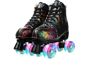 Roller Skates for Women and Mens Classic High-top 4 Wheels Skating Roller Double Row Skates for Indoor Outdoor with Bag