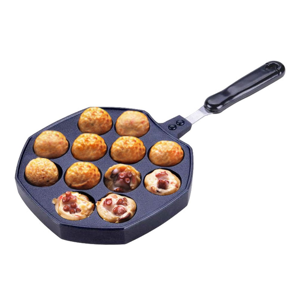 12 Holes Takoyaki Pan Makes, Nonstick Octopus Balls Grill Tray Mold