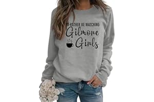 FCYOSO Women's I'd Rather Be Watching Gilmore Graphic Tops Long Sleeve Casual Pullover Sweatshirts