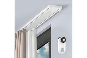 Double Curtain Track Ceiling Mounted Aluminum Curtain Rails Silent Slider Track System for Bedroom Kitchen Room Divider White
