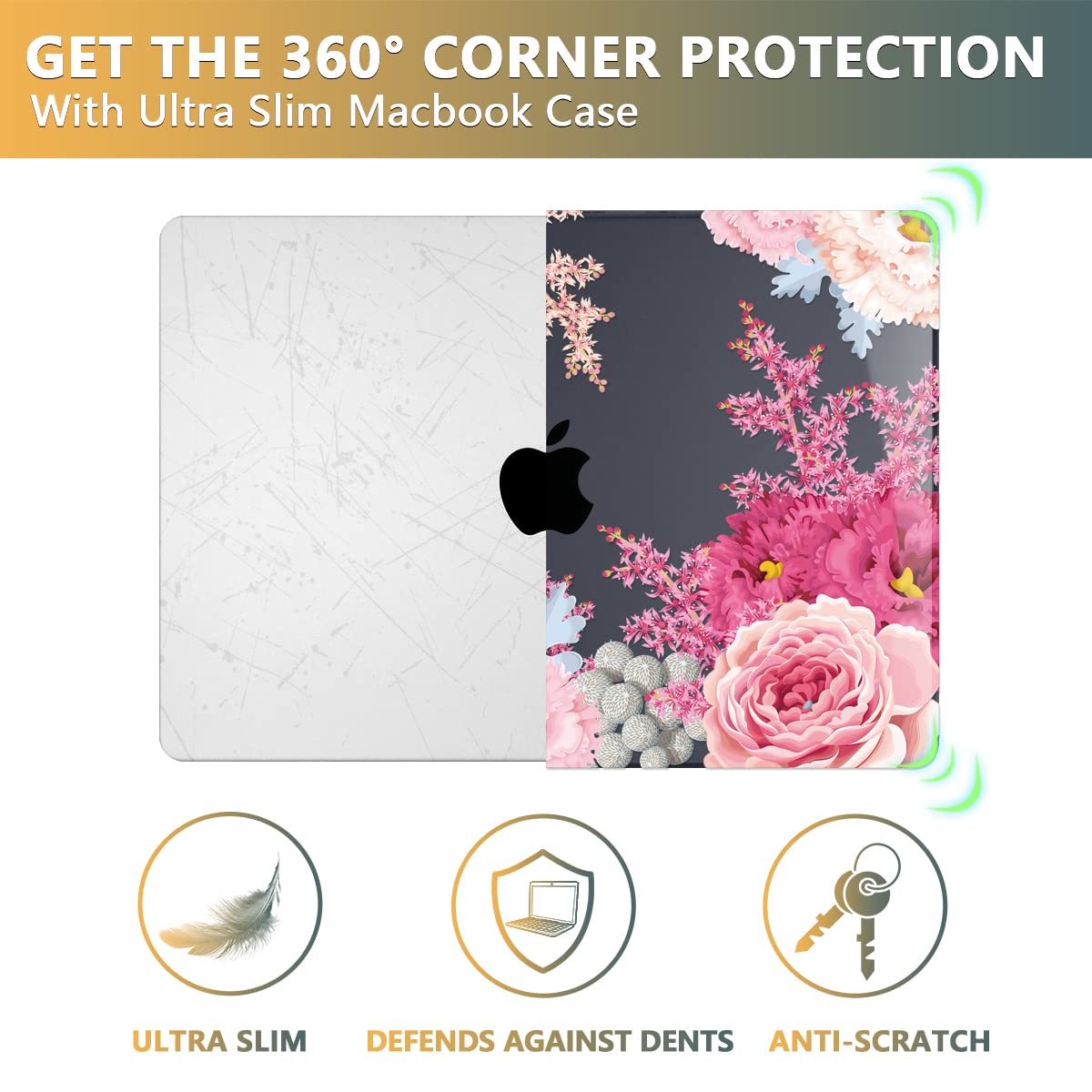 CISSOOK Gorgeous Floral Case for MacBook Pro 16 Inch 2025-2021 Release A3403 A3186 A2991 A2780 A2485, Plastic Hard Shell Case for MacBook Pro 16