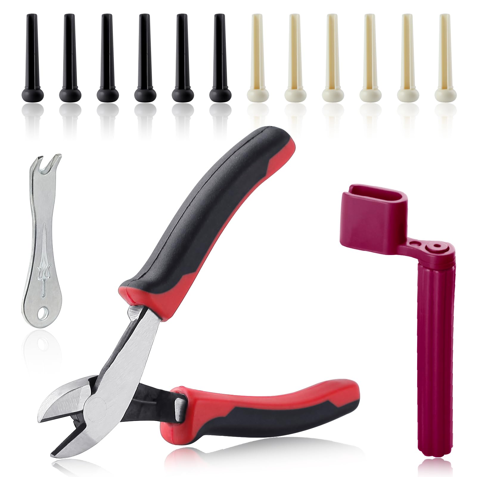 SPEEDWOX 15Pcs Guitar String Cutter Wire Cutters Mini Diagonal Pliers Guitar String Winder Guitar Repair Kit Guitar Repair Tools Guitar Pin Puller Bridge Pin Extractor for Acoustic Electric Guitar