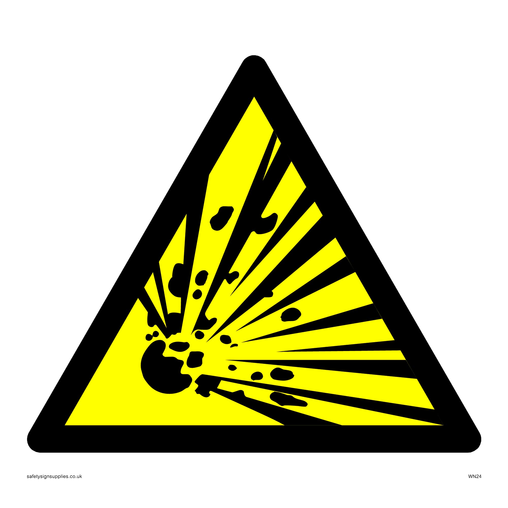Pack of five - Explosive Material Warning Symbol Only Sign - 150x150mm - S15