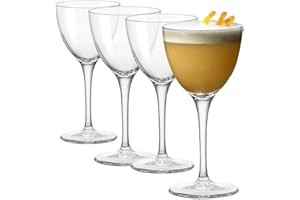 Bormioli Rocco Bartender Novecento 5.25 oz. Nick & Nora Cocktail Glass, Set of 4, Clear