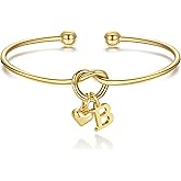 M MOOHAM Valentines Gifts for Her Teen Girls - Knot Initial Bracelets for Women Bridesmaids Proposal Gift Bridesmaid Gift Heart Initial Bracelet Friendship Bracelets Valentines Gifts for Women Sister
