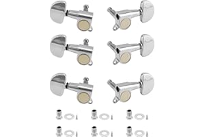 QWORK® 6PCS 3L3R guitar tuning pegs, knob tuning key, guitar machine heads, for electric or acoustic guitars, electroplated s