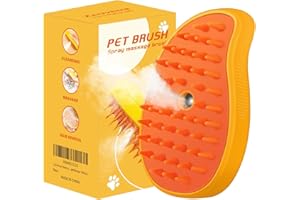ZXCIVHUA Steam Cat Brush - 3 in1 Cat Steam Brush - Rechargeable Silicone Steam Brush - Comb for Removing Tangled And Loose Hair -Cat Hair Brush,Dog Hair Brush(Mango Yellow)