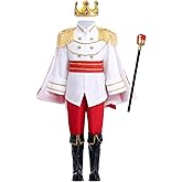 AWIBMK Boys Prince Charming Costume - Kids Medieval Royal King Outfit for Halloween Cosplay Dress Up