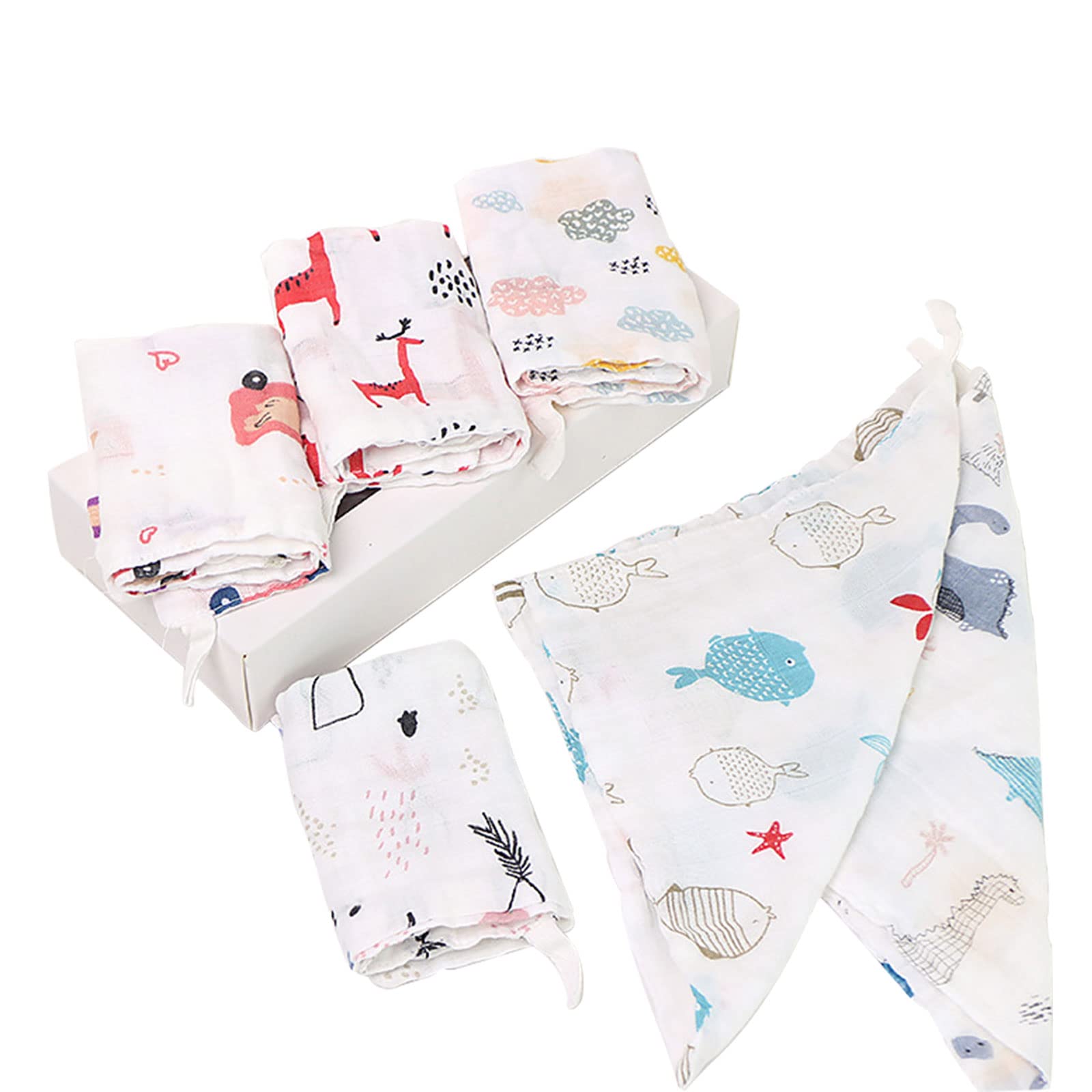 Camidy Baby Washcloths for Newborn, Soft 6 Pack Muslin Baby Wash Cloths for Boys Girls, Bamboo Cotton Face Towels, Bibs for Newborn