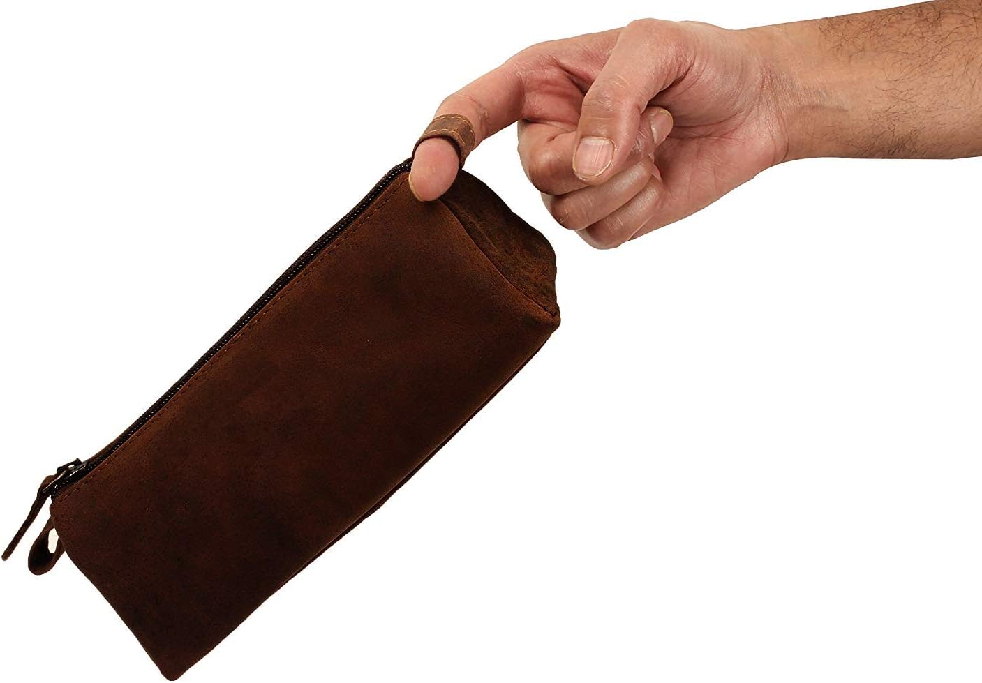 Genuine Vintage Leather Pencil Case Pouch Pen Holder with Zipper Closure Brush Organizer Art Painting Supplies Office Marker Box Ruler Stationery Gift for Students Artist Painter & Writer Colleague - Image 5