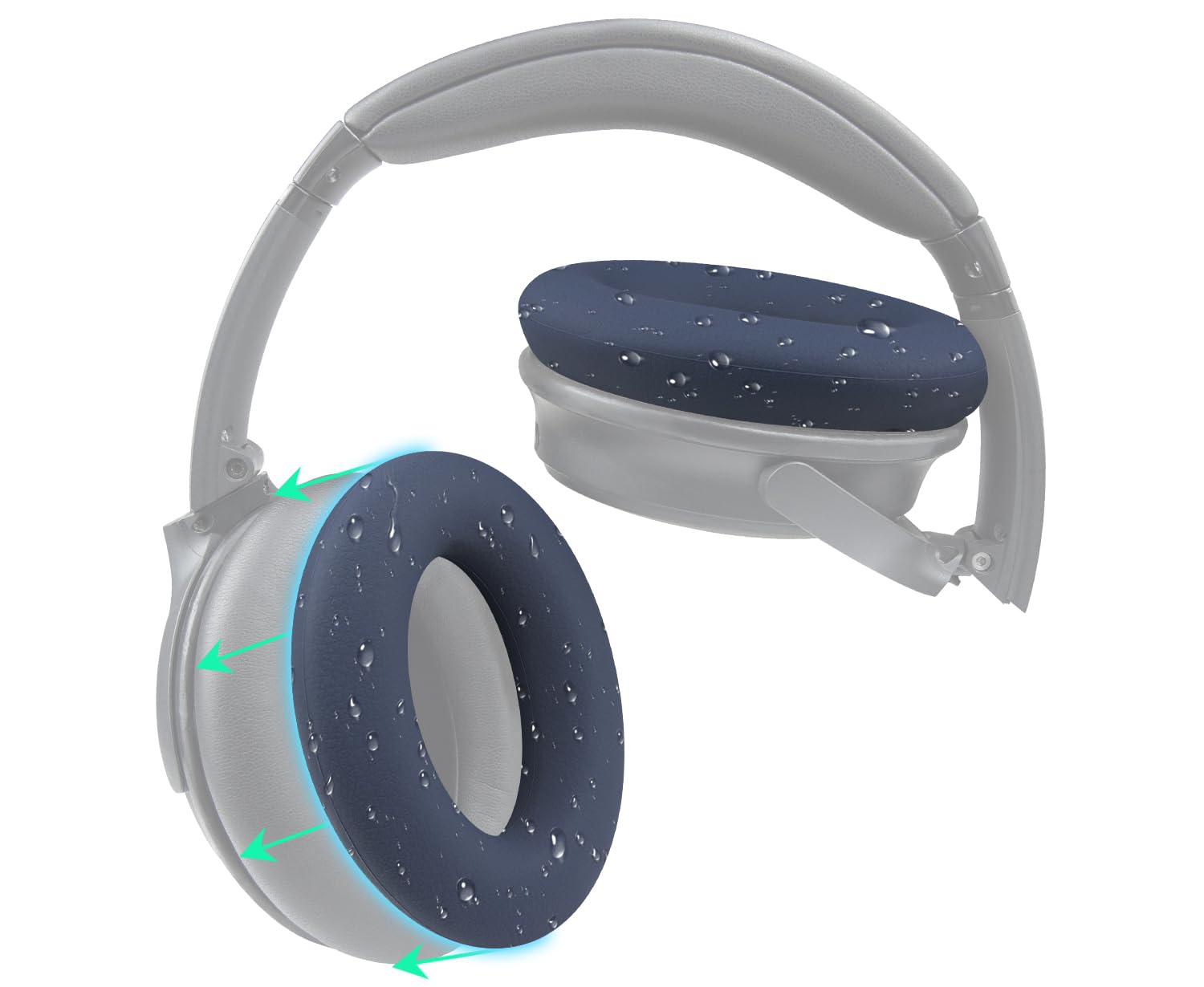 SOULWIT Silicone Ear Pads Cover Protector for Bose QuietComfort QC15 QC25 QC2 QC35 QC45/Ae2 Ae2i Ae2w/SoundTrue & SoundLink AE Headphones Cushions, Sweatproof, Easily Washable - Blue — image 1