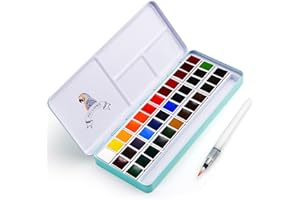 LIGHTWISH MeiLiang Watercolor Paint Set, 36 Vivid Colors in Pocket Box with Metal Ring and Watercolor Brush, Perfect for Students, Beginners and More