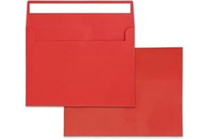 MEIXIAOVISNB58 50 Pack A7 Red Envelopes - 5x7 Self-Sealing Envelopes for Invitations, Photos, Postcards, Greeting Cards & Mailings - Wedding Occasion