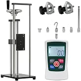 500N Digital Force Gauge &amp; Manual Test Stand Kit, Push Pull Gauge with N/Lb/Kg/Oz Units, 250mm/9.8 inches Stroke Test Stand with 2 Pcs Test Clamp for Tension/Compression in Lab, School, Industry