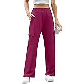 IWOLLENCE Womens Cargo Sweatpants Baggy Wide Straight Leg Sweats Pants with Pockets
