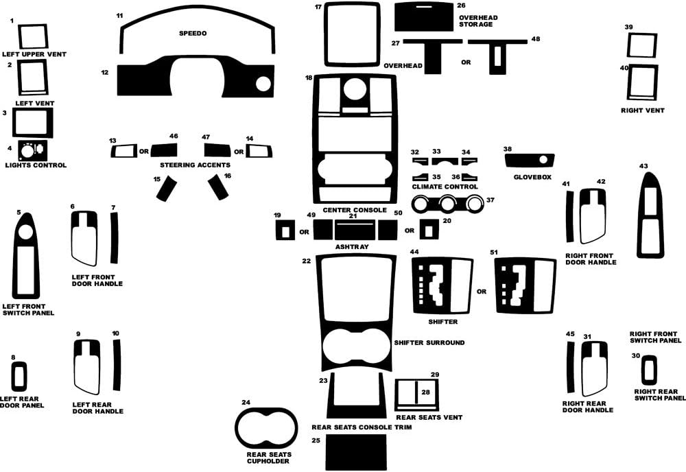 Rvinyl Rdash Dash Kit Decal Trim for Chrysler 300 2008-2010 - Wood Grain (Burlwood Dark)