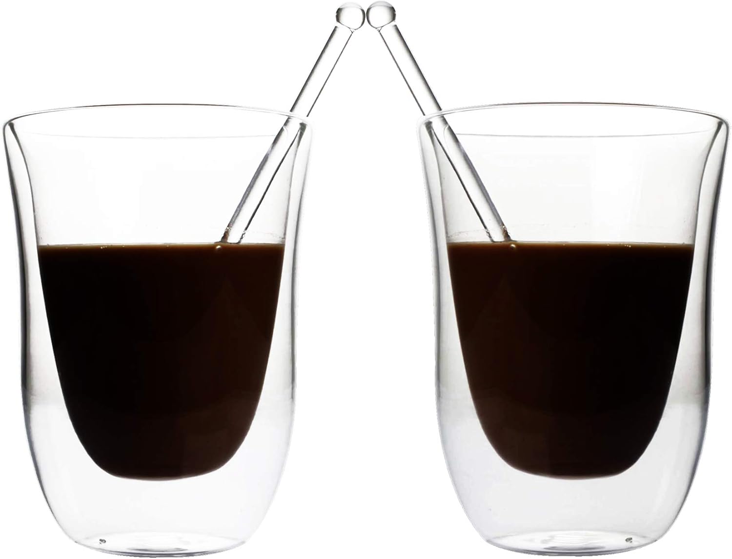 Ever Rich ® Double Wall Glasses and Spoon, 280ml, Espresso Coffee, Tea, Cappuccino, Clear Glass Cups - Image 3